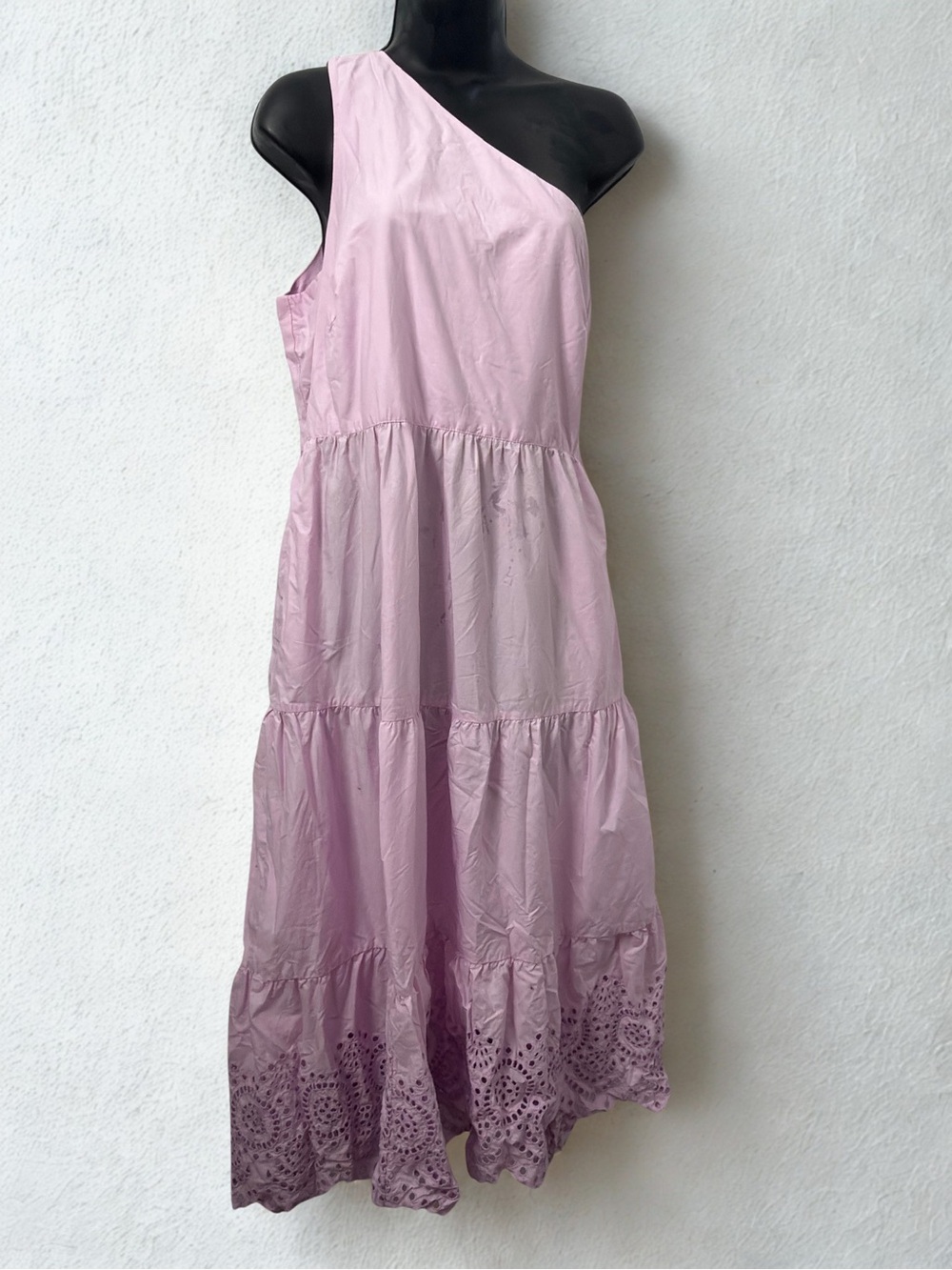 One-Shoulder Pink Tiered Dress